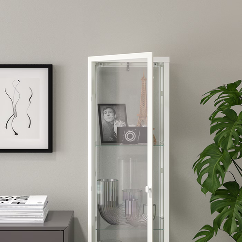 IKEA Large Glass Display Cabinet 4 Tier Storage Free Standing White - Picture 3 of 7