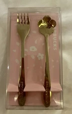 New Starbucks Korea Cherry Blossom Sakura Cutlery Spoon/Fork Set US SHIP