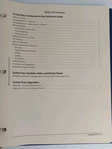 Sonlight Language Arts 6 Instructor's Guide 2009 - Picture 2 of 7