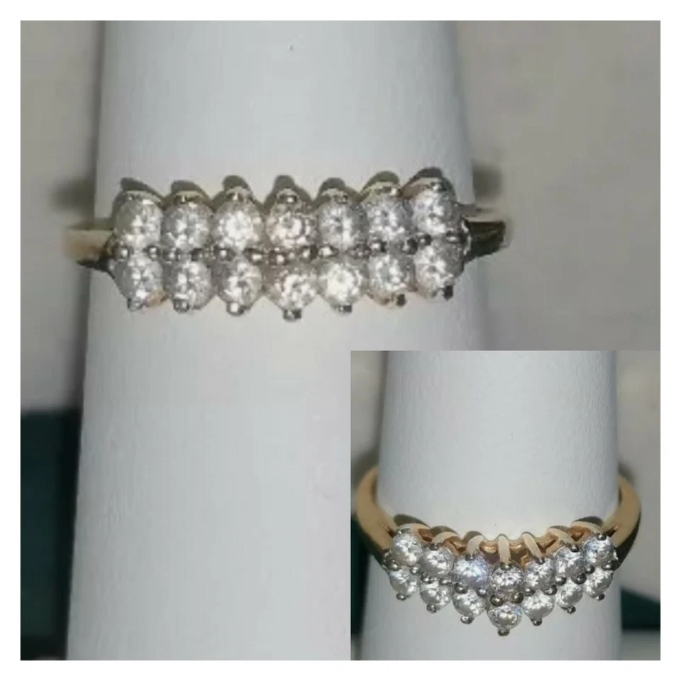 $550 Kay Jewelers 10k Yellow gold cz pyramid anniversary-wedding band ring - Image 2 of 4