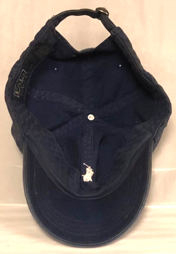 RALPH LAUREN VNTG WASHED BLUE PATINA WHITE POLO LOGO BASEBALL HAT ADJUSTABLE O/S - Picture 7 of 8