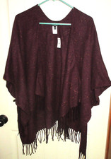 Talbots Wrap Women's XS Small Flowy Shawl Cape Burgundy NWT  bb3 .
