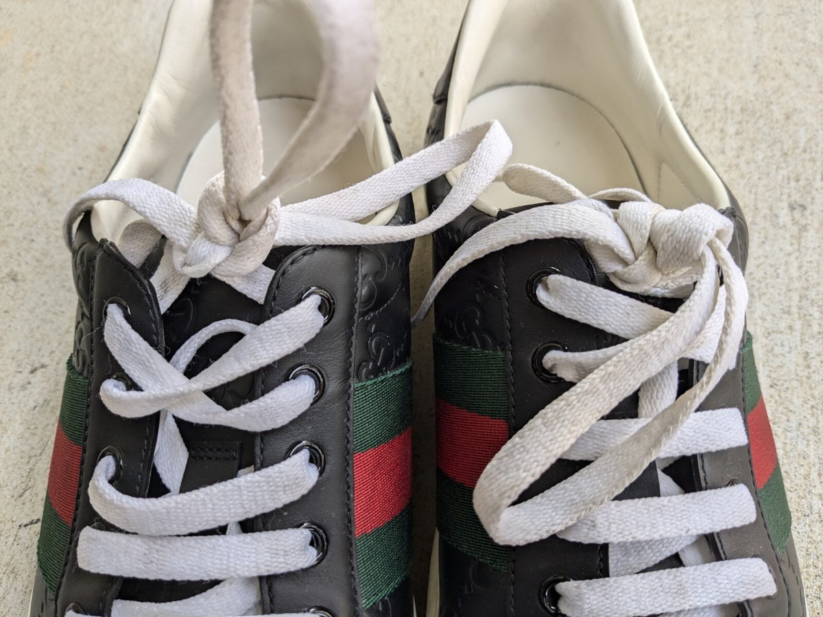 Gucci Ace Sneakers Monogram Logo Black Men 10 Leather Shoes Gucci Ace Sneakers Monogram Logo Black Men 10 Leather Shoes