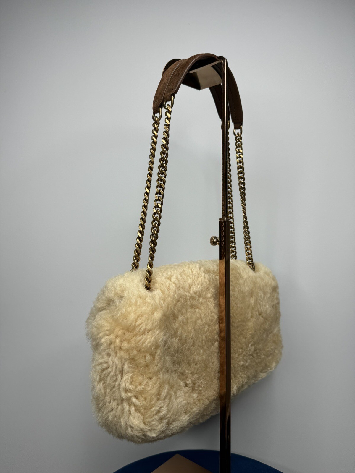 Borsa a mano YSL Saint Laurent Paris Calypso Shearling beige