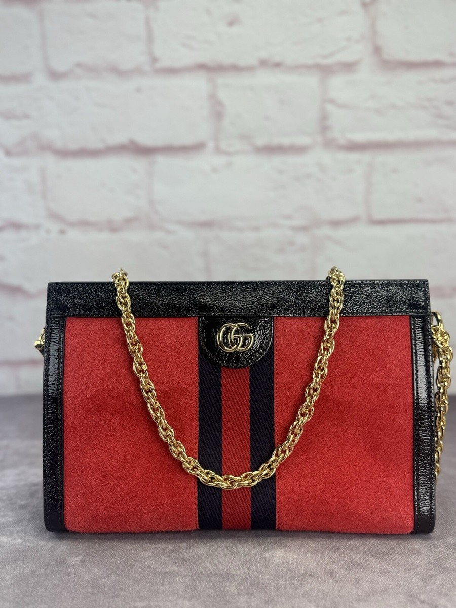 Authentic Gucci Suede Web Small Ophidia Chain Bag
