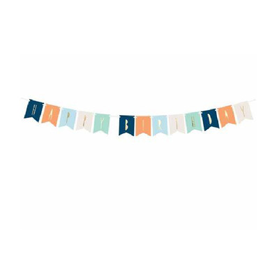 Happy Birthday Bunting Banner Letter Hanging Blue Card Party Decoration Garland