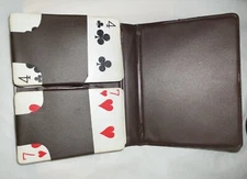Vintage Faux Leather plastic Double Deck Playing Card Holder Book Damaged
