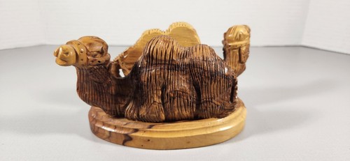 CARVED OLIVE WOOD LETTER HOLDER DESK ORGANIZER CAMEL - Picture 7 of 12