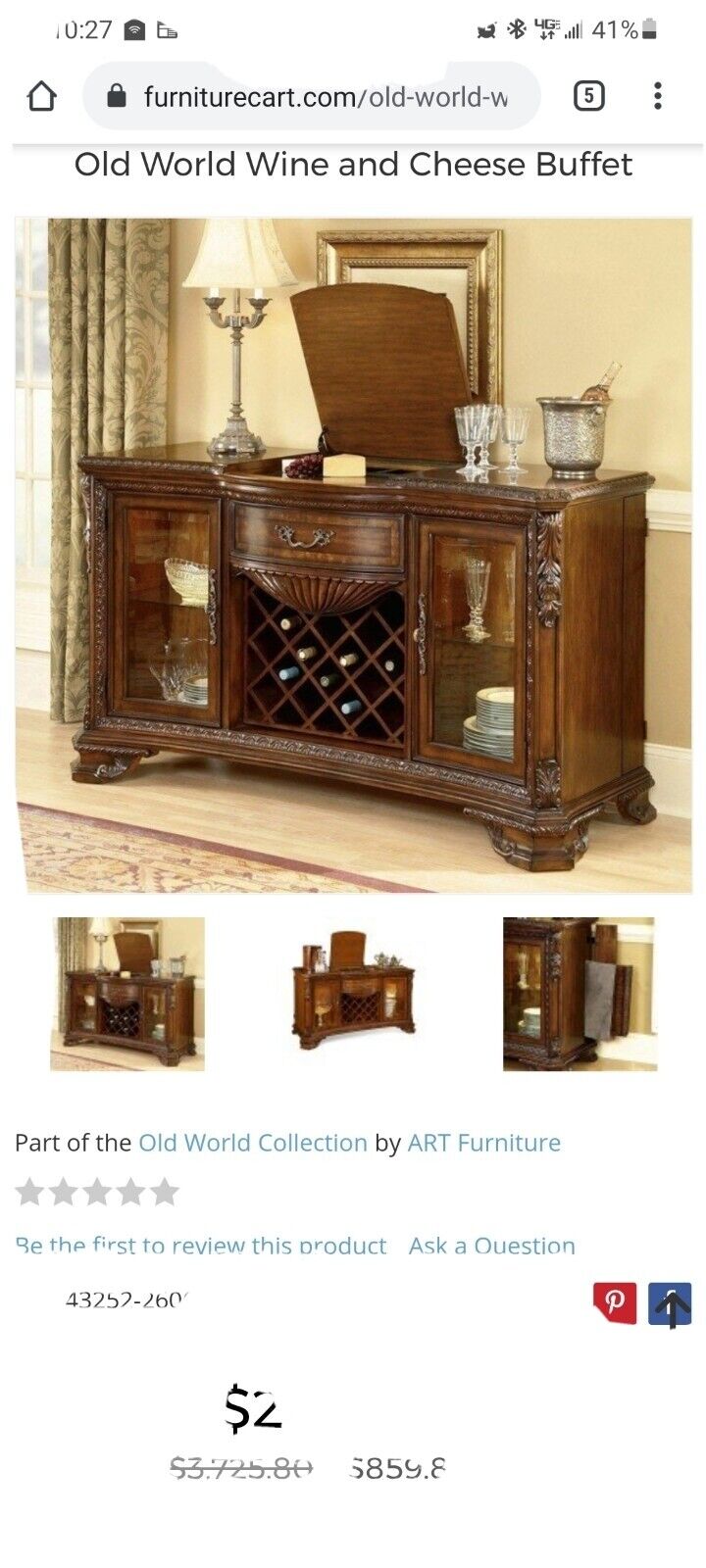 Old World Wine And Cheese Buffet ART Furniture