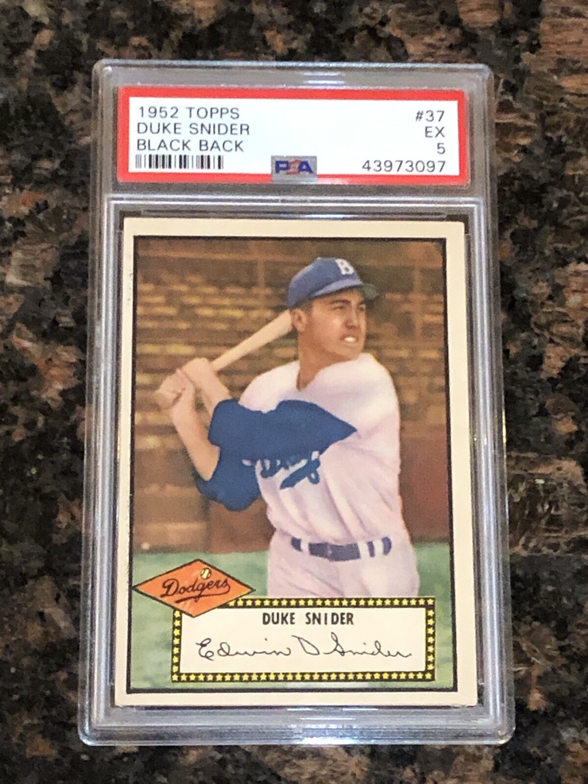 1952 Topps Duke Snider #37 Baseball Card Black Back PSA 5