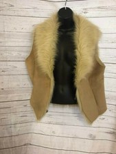 Fever Women’s Vest Sleeveless Faux Fur Trim Size M Medium