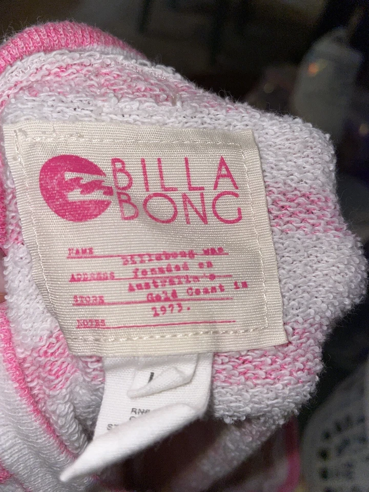 Meninas Billabong tamanho. Moletom listrado rosa L. Fofo, divertido - Imagem 2 de 4