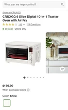 CRUXGG 6 Slice Digital 10-in-1 Toaster Oven with Air Fry - SMOKE