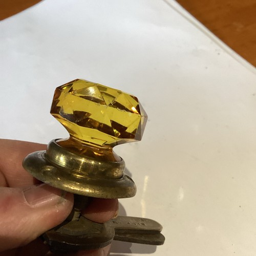 Antique Amber Glass And Brass Door Cupboard Knob Dated 1867 - Picture 10 of 17