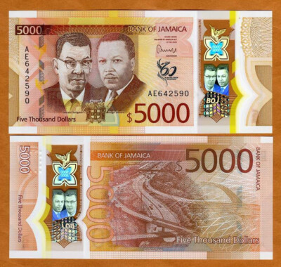 Jamaica 100 Dollars (2022/2023) P-97 New Polymer UNC Banknote