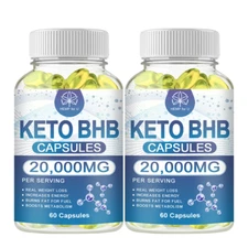 60 Pills KETO BHB 20000mg PURE Ketone FAT BURNER Weight Loss Diet Pills Ketosis