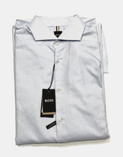 Hugo Boss mens Slim Fit long sleeve Blue Dress Shirt -size XL / 17 -retail 278