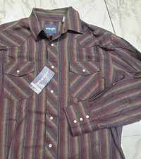 Vintage Wrangler Deadstock Pearl Snap Western Flannel Shirt Men's Large NWT
