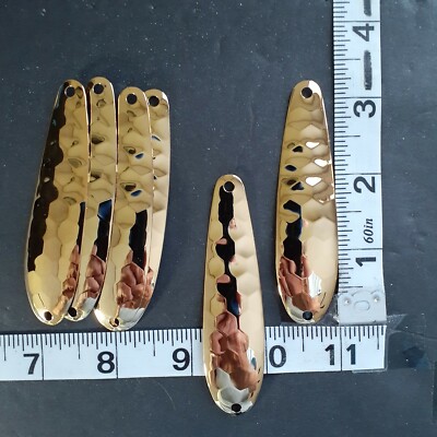 (12) GOLD Plated THIN Hex 3 1/4'' Flutter Spoon Blanks .016 Walleye Candy