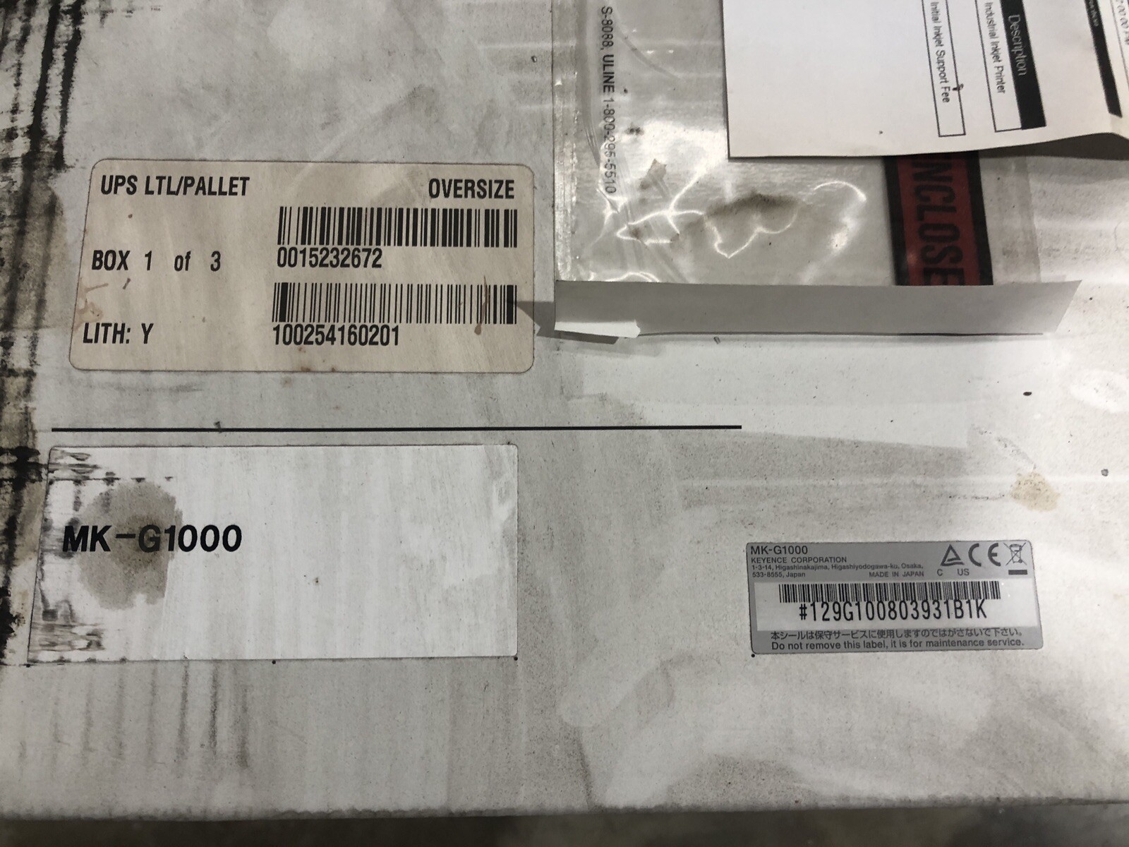 KEYENCE Continuous Inkjet Printer Model MKG1000 eBay