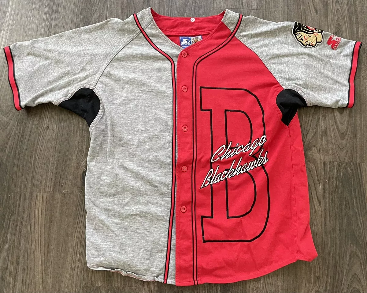 🔥VTG NHL CHICAGO BLACK HAWKS BASEBALL JERSEY BY STARTER🔥 . USE