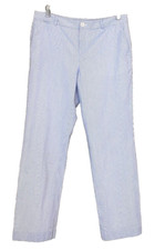 Lauren Ralph Lauren Edita Chambray Blue/White Pinstripe Lined Straight Pants 10