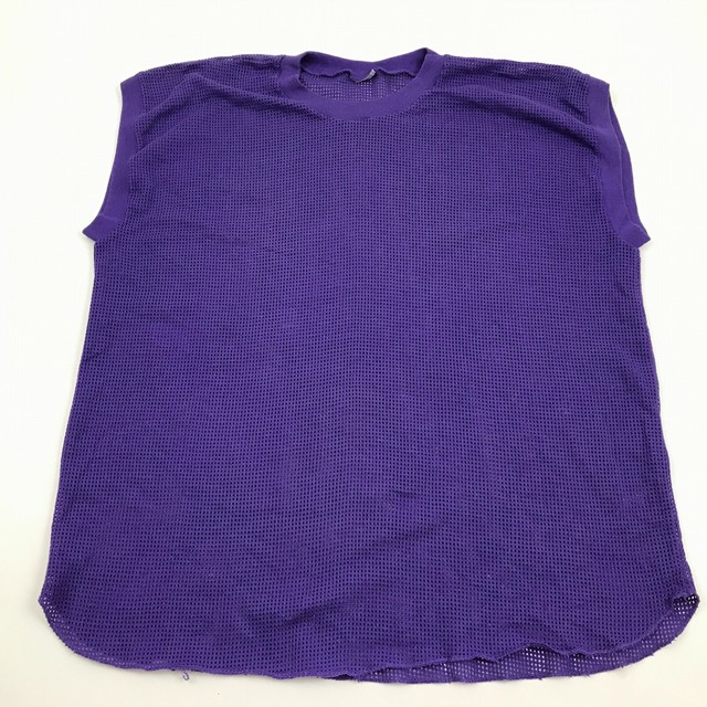 VINTAGE Mesh Tank Top Shirt Size XL 1X Netted Purple Sleeveless 80's