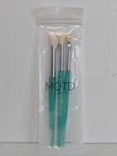 New Set Of 3 MOTD Cosmetic "Seas The Day" Make Up Brushes Marble Green Design