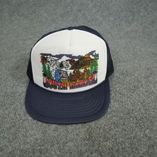 Vintage South Dakota Hat Adult Blue Snap Back Trucker Mesh Tourist Graphic 80s