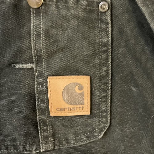 Vtg Carhartt Mens 50X28 Green Insulated Duck Bib Overalls R27 MOS USA Union Made - Picture 6 of 14