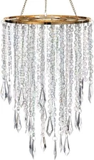 Acrylic Chandelier Ceiling Light Shade Beaded Hanging Pendant Lampshade With Gol