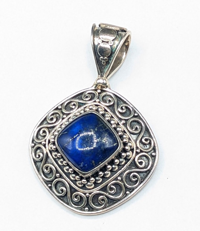 Sterling Silver 925 Lapis Lazuli Blue Stone Large Pendant | eBay