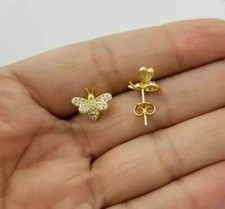 2Ct Round Cut Simulated Diamond Honey Bee Stud Earring's 14K Yellow Gold Plated