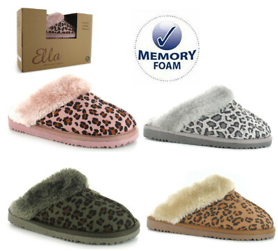 Ella Womens Mule Slippers Super Soft Memory Foam Ladies