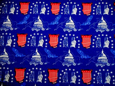 Patriotic Quilt Fabric By Yard Stars Shield Soldiers Capital on Blue Cotton C