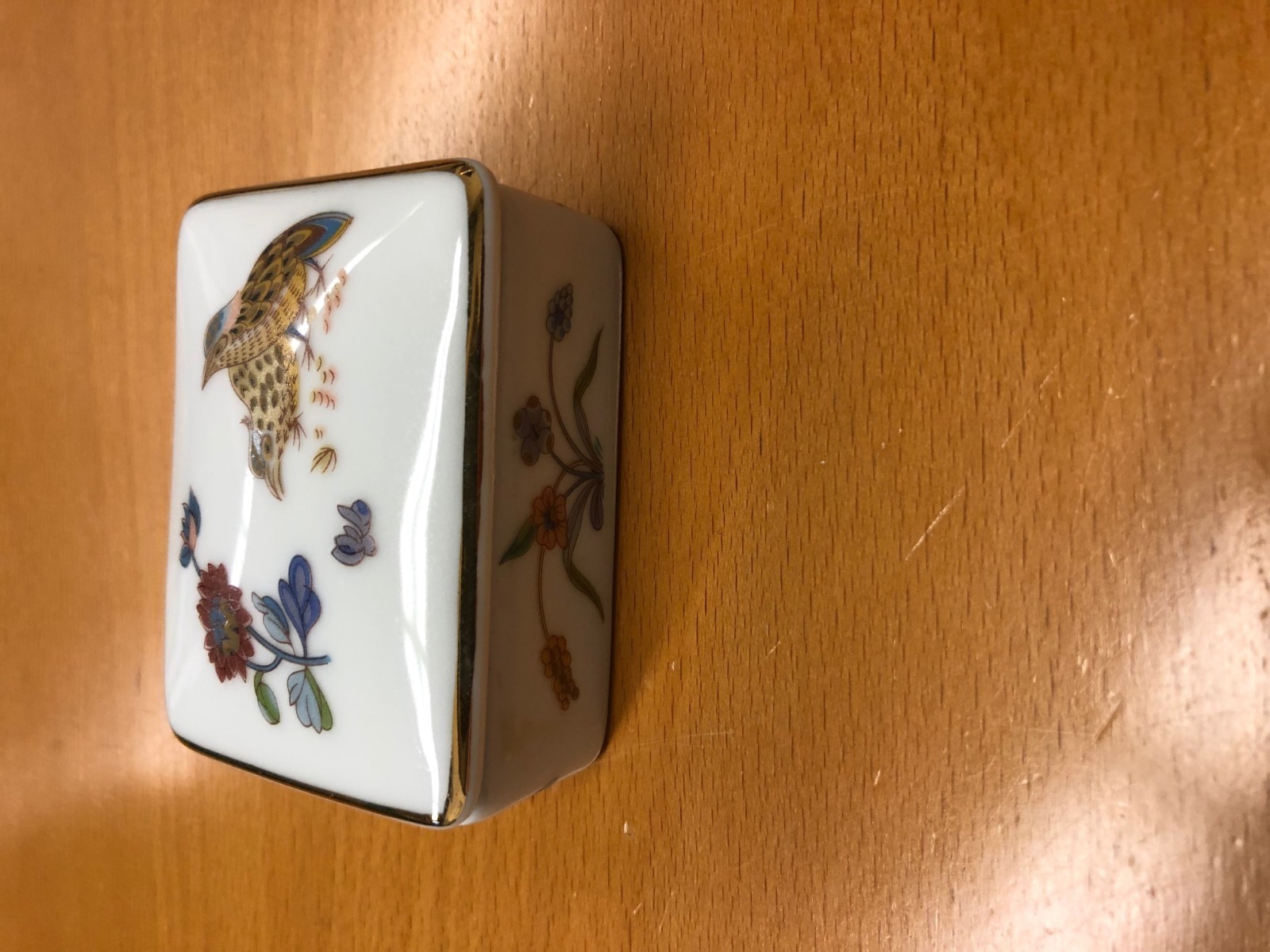 HAVILAND LIMOGE FRANCE RECTANGLE LIDDED BOX W/ BIRDS AND FLOWERS 2 X 2