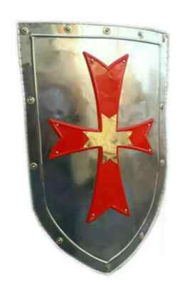 Medieval Heavy Red Cross Knight Shield Battle Armor Medieval Heater Shield 32inc