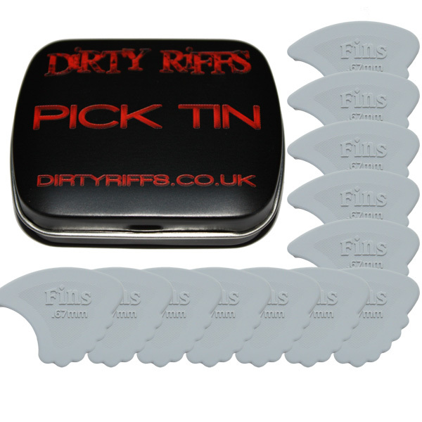12 x Dunlop Nylon Fins Guitar Picks / Plectrums - 0.67mm In A Handy Pick Tin