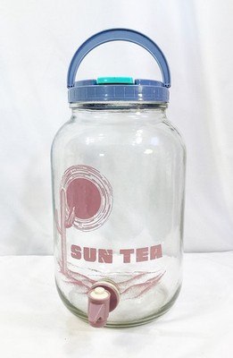 Ball Vintage Sun Tea Glass Jar w/ Spigot Pour Top Peach Cactus Suntea