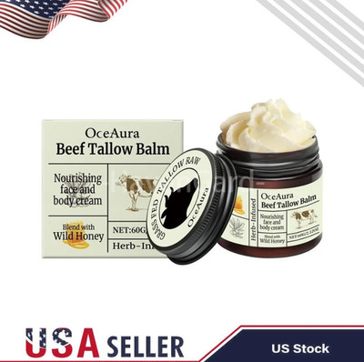 Beef Tallow for Skin Organic Whipped Tallow and Honey Balm Grass Fed B...