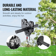 120 ft Zipline Kit with Safety Harness Seat - Fun for Kids Adults, Easy Back