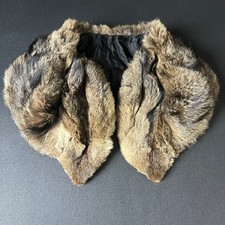 Vtg Genuine Fur Collar Wrap Brown Tan Black Satin Lined Shawl Old Money Retro