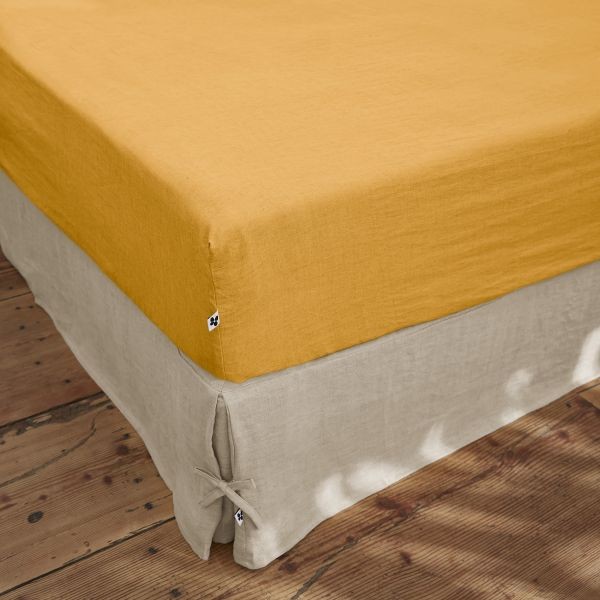 Drap housse 180x200 cm Lin Miel anti-transpiration pour des nuits fraîches