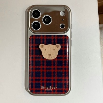 Mirror-Finish Large Window Cute Bear Phone Case for iPhone 17Pro Max/16/15/14