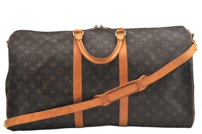Authentic Louis Vuitton Monogram Keepall Bandouliere 55 M41414 Boston Bag AB315