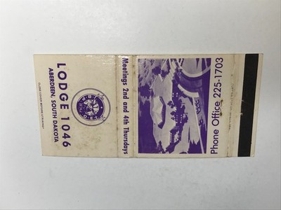 BA306 Matchbook Cover Lodge 1046 Hotel Motel Aberdeen South Dakota SD