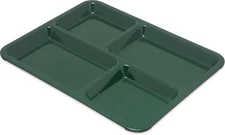8.5x11 inch 4-Compartment Cafeteria Fast Food Tray Forest Green Right Hand