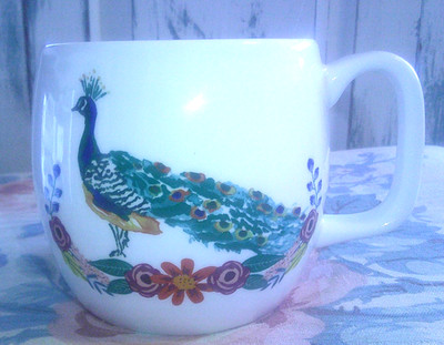 'Stunner' Peacock Stoneware Coffee Mug Tea Cup Opal House - A3