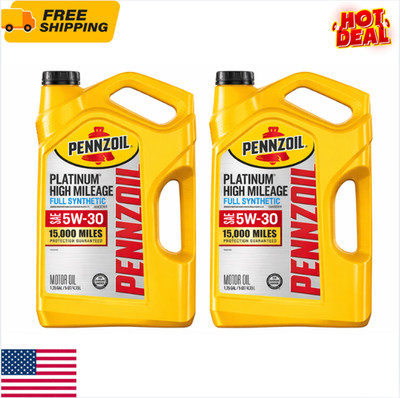Pack of 2-Pennzoil Platinum High Mileage Full Synthetic 5W-30 Motor Oil, 5 Quart