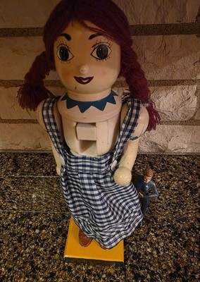 Blue Checkered Girl Nutcracker Figurine Collectible Wooden Doll